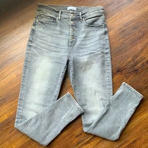 LOFT High Rise Button Up Skinny Jeans